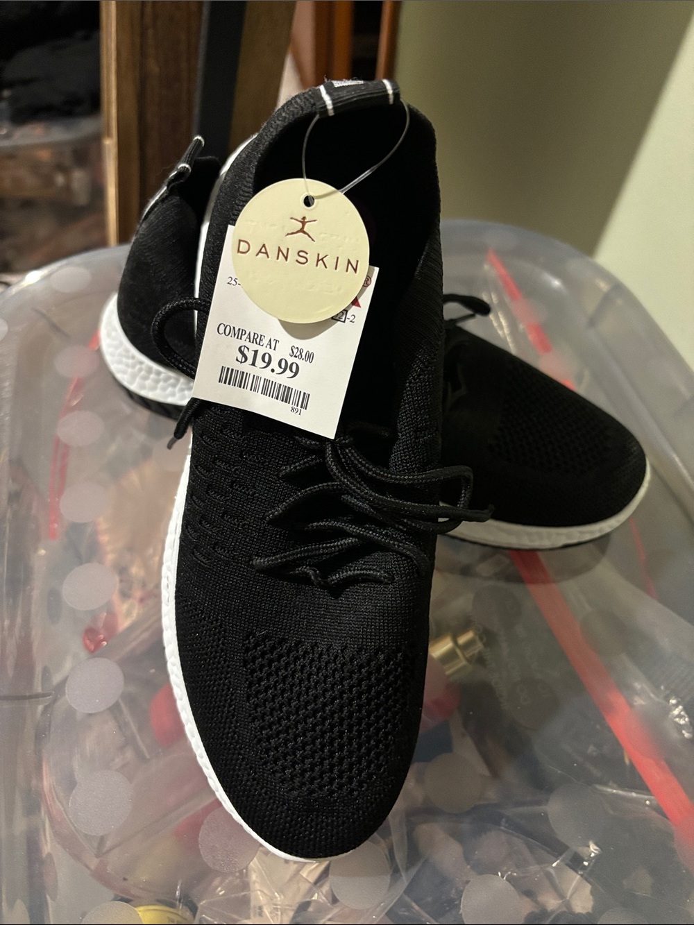Danskin Black Knit Athletic Sneakers with White Sole